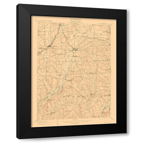 Sangerfield New York Quad - USGS 1907 Black Modern Wood Framed Art Print by USGS