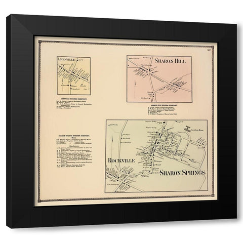 Sharon Springs New York Landowner - Beers 1866 Black Modern Wood Framed Art Print by Beers
