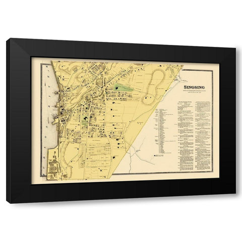 Ossining, Singsing New York Landowner - Beers 1868 Black Modern Wood Framed Art Print with Double Matting by Beers