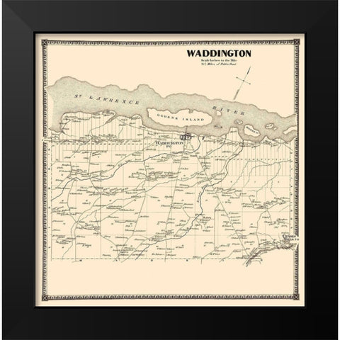 Waddington New York Landowner - Stone 1865 Black Modern Wood Framed Art Print by Stone