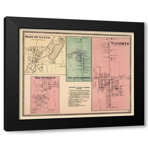 Walworth, West Walworth, Sodus New York Landowner Black Modern Wood Framed Art Print with Double Matting by Beers