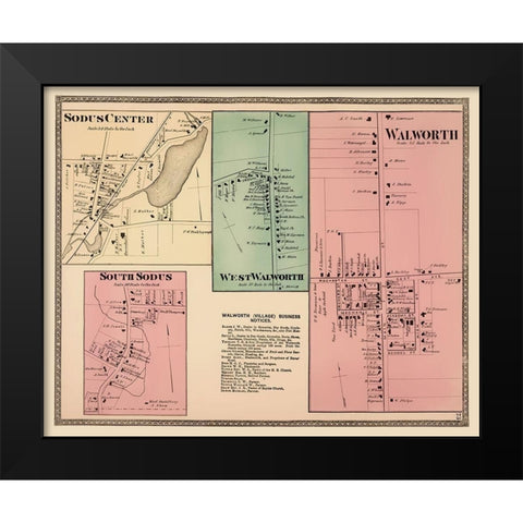 Walworth, West Walworth, Sodus New York Landowner Black Modern Wood Framed Art Print by Beers