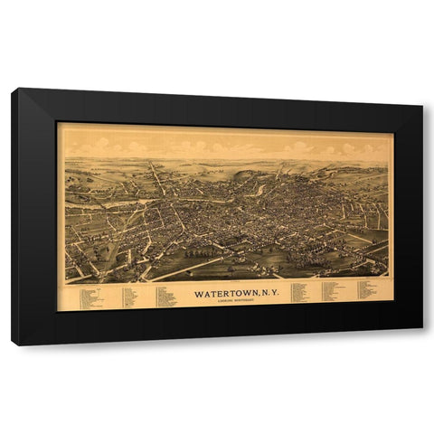 Watertown New York - Burleigh 1891 Black Modern Wood Framed Art Print by Burleigh