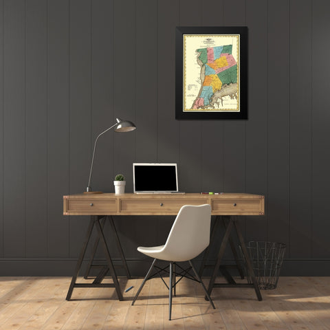 Westchester New York Landowner - Burr 1829 Black Modern Wood Framed Art Print by Burr