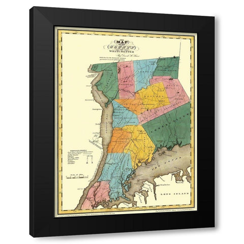 Westchester New York Landowner - Burr 1829 Black Modern Wood Framed Art Print with Double Matting by Burr