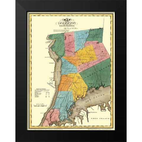 Westchester New York Landowner - Burr 1829 Black Modern Wood Framed Art Print by Burr