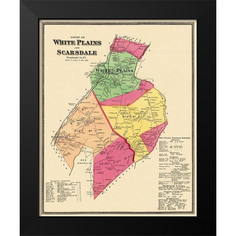 White Plains, Scarsdale New York Landowner Black Modern Wood Framed Art Print by Beers