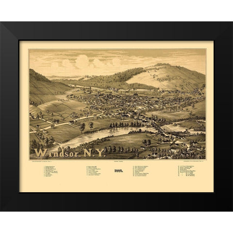 Windsor New York - Burleigh 1887 Black Modern Wood Framed Art Print by Burleigh