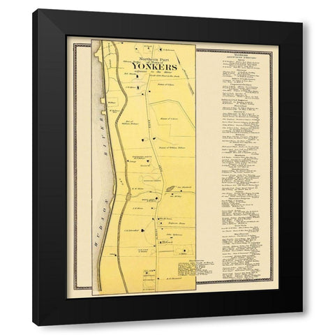 Yonkers, Northern New York Landowner - Beers 1868 Black Modern Wood Framed Art Print by Beers