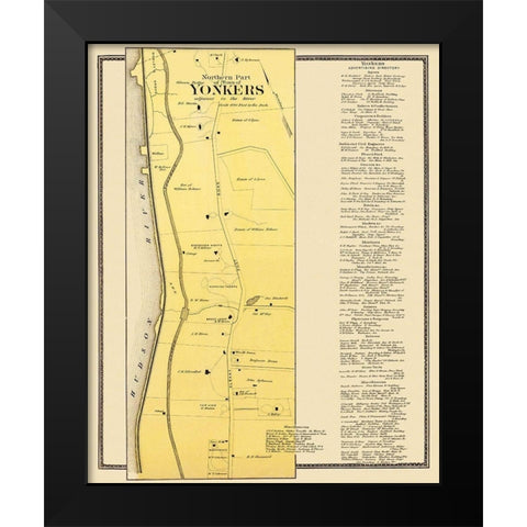 Yonkers, Northern New York Landowner - Beers 1868 Black Modern Wood Framed Art Print by Beers