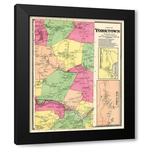 Yorktown New York Landowner - Beers 1868 Black Modern Wood Framed Art Print by Beers