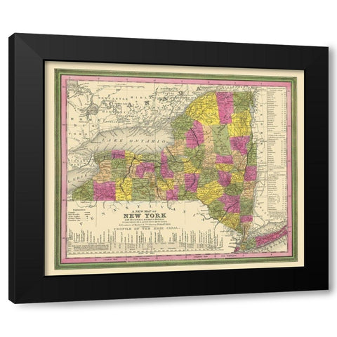 New York - Mitchell 1846 Black Modern Wood Framed Art Print with Double Matting by Mitchell