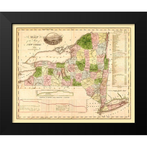 New York - Andrus 1833 Black Modern Wood Framed Art Print by Andrus