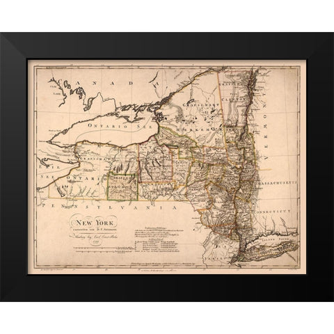 New York - Bohn 1799 Black Modern Wood Framed Art Print by Bohn