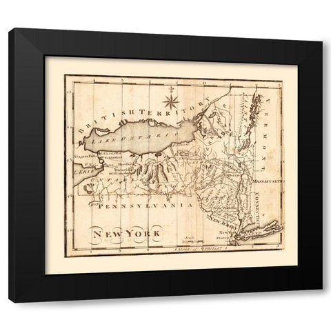 New York -1795 Black Modern Wood Framed Art Print with Double Matting by Unknown