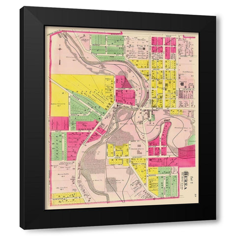 Berea Ohio - Cram 1892 Black Modern Wood Framed Art Print with Double Matting by Cram