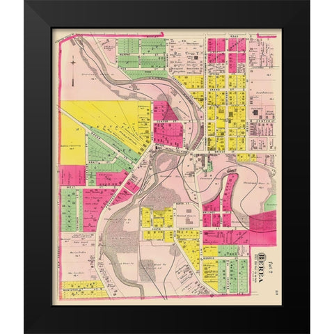 Berea Ohio - Cram 1892 Black Modern Wood Framed Art Print by Cram
