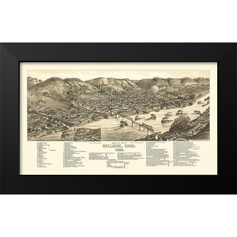 Bellaire Ohio - Beck 1882 Black Modern Wood Framed Art Print by Beck