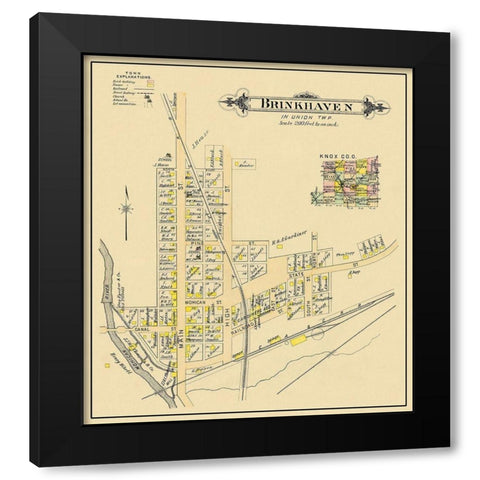 Brinkhaven Ohio Landowner - Cadwell 1896 Black Modern Wood Framed Art Print by Cadwell