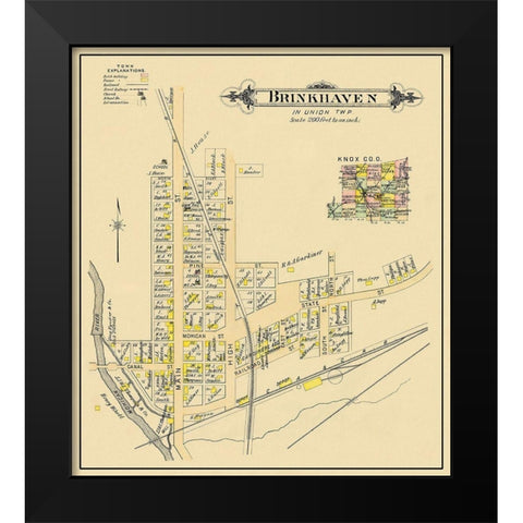 Brinkhaven Ohio Landowner - Cadwell 1896 Black Modern Wood Framed Art Print by Cadwell