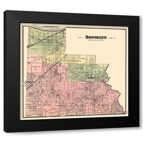 Brooklyn Ohio Landowner - Titus 1876 Black Modern Wood Framed Art Print with Double Matting by Titus