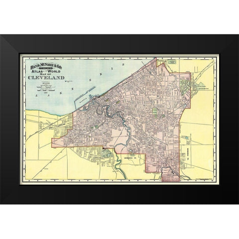 Cleveland Ohio - Rand McNally 1897 Black Modern Wood Framed Art Print by Rand McNally