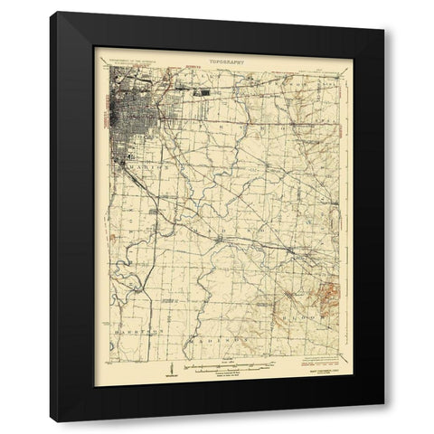Coloumbus East Ohio Quad - USGS 1925 Black Modern Wood Framed Art Print by USGS