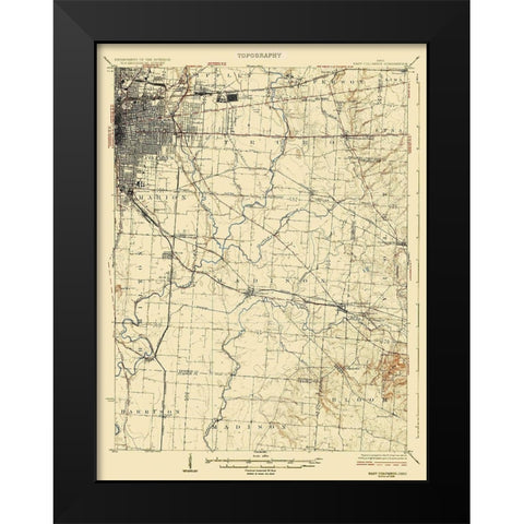 Coloumbus East Ohio Quad - USGS 1925 Black Modern Wood Framed Art Print by USGS