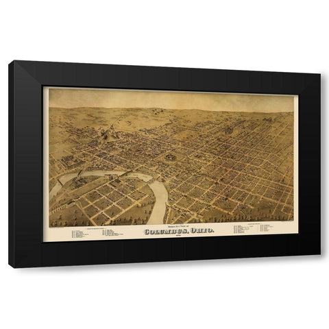 Columbus Ohio - Strobridge 1872 Black Modern Wood Framed Art Print by Strobridge
