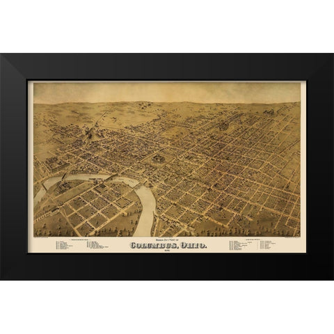 Columbus Ohio - Strobridge 1872 Black Modern Wood Framed Art Print by Strobridge