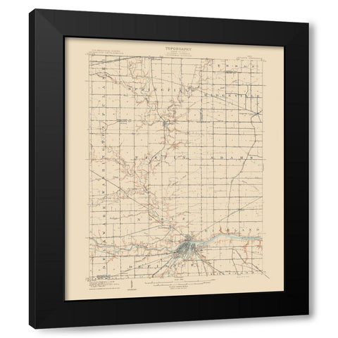 Defiance Ohio Quad - USGS 1909 Black Modern Wood Framed Art Print with Double Matting by USGS
