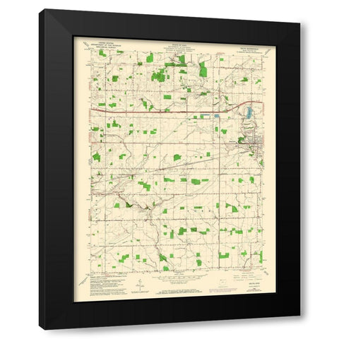 Delta Ohio Quad - USGS 1960 Black Modern Wood Framed Art Print with Double Matting by USGS