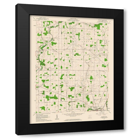 Denmark Ohio Quad - USGS 1961 Black Modern Wood Framed Art Print with Double Matting by USGS