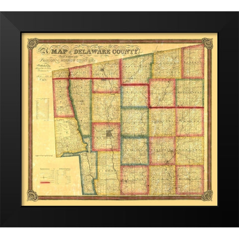 Delaware County Ohio - Eaton 1849 Black Modern Wood Framed Art Print by Eaton