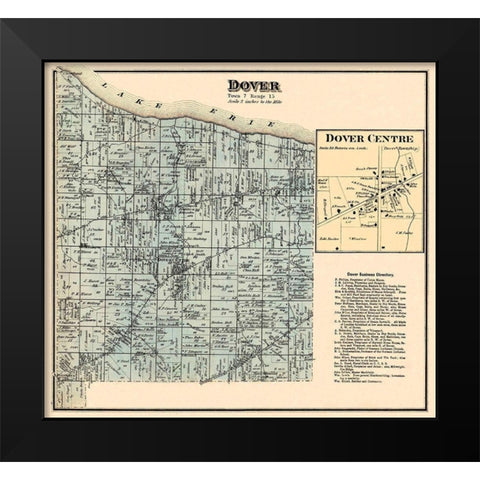 Dover Ohio Landowner - Titus 1876 Black Modern Wood Framed Art Print by Titus