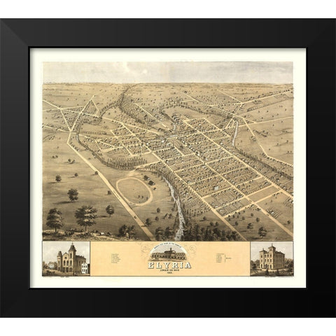 Elyria Ohio - Huger 1868 Black Modern Wood Framed Art Print by Huger
