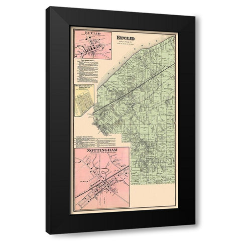 Euclid Ohio Landowner - Cram 1874 Black Modern Wood Framed Art Print with Double Matting by Cram