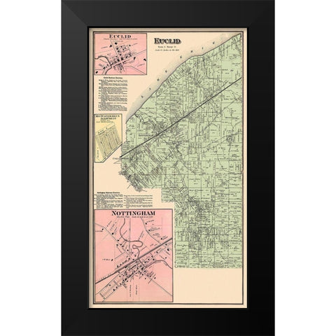 Euclid Ohio Landowner - Cram 1874 Black Modern Wood Framed Art Print by Cram