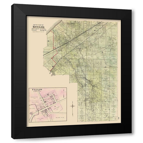 Euclid, Southern Ohio Landowner - Cram 1892 Black Modern Wood Framed Art Print with Double Matting by Cram