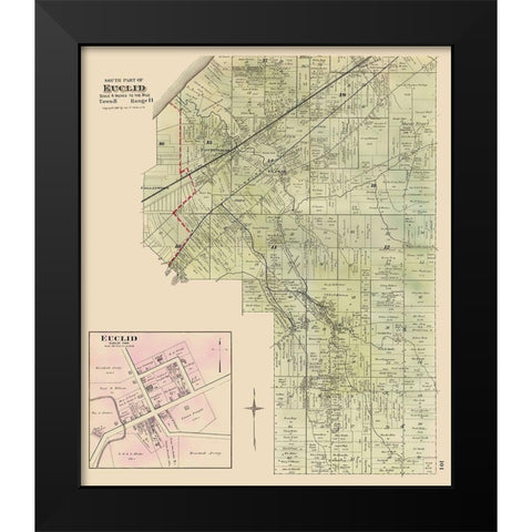 Euclid, Southern Ohio Landowner - Cram 1892 Black Modern Wood Framed Art Print by Cram
