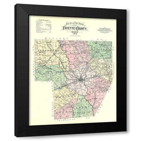 Fayette Ohio - Dunham 1913 Black Modern Wood Framed Art Print by Dunham