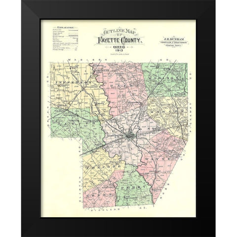 Fayette Ohio - Dunham 1913 Black Modern Wood Framed Art Print by Dunham