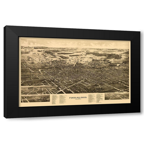 Findlay Ohio - Norris 1889 Black Modern Wood Framed Art Print with Double Matting by Norris