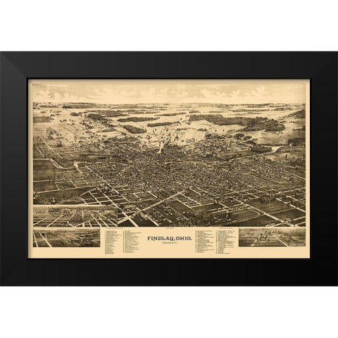 Findlay Ohio - Norris 1889 Black Modern Wood Framed Art Print by Norris
