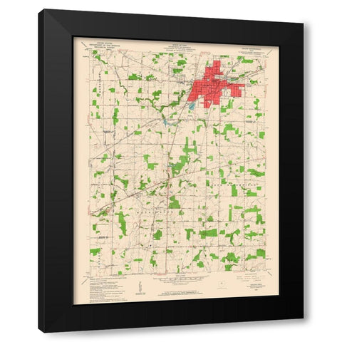 Galion Ohio Quad - USGS 1960 Black Modern Wood Framed Art Print by USGS