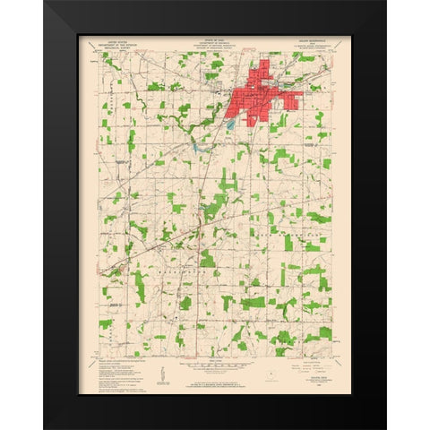 Galion Ohio Quad - USGS 1960 Black Modern Wood Framed Art Print by USGS