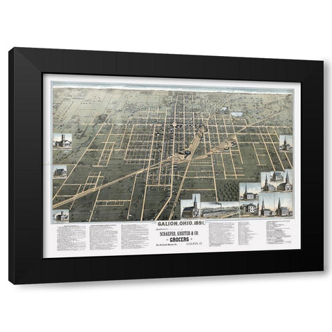 Galion Ohio - Smith 1891 Black Modern Wood Framed Art Print by Smith