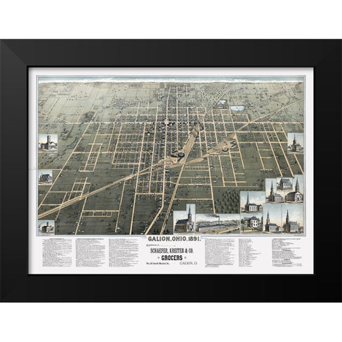 Galion Ohio - Smith 1891 Black Modern Wood Framed Art Print by Smith