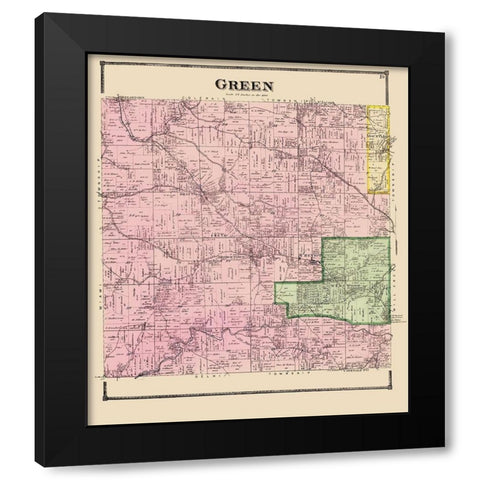 Green Ohio - Titus 1869 Black Modern Wood Framed Art Print with Double Matting by Titus