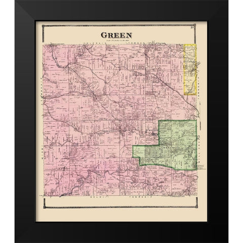Green Ohio - Titus 1869 Black Modern Wood Framed Art Print by Titus